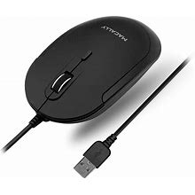 Computer Mouse Wired, Macally Silent USB Mouse - Slim & Compact USB Mouse For Apple Mac Or Windows PC Laptop/Desktop - Designed With Optical Sensor