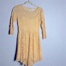 Free People Dresses | Free People Lace Leaf Asymmetrical Dress | Color: Cream | Size: 2