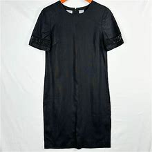 Liz Claiborne Women's Petite Black Shift Dress Lace Sleeve Size 6P