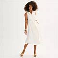 Women's Nine West Sleeveless Utility Midi Dress, Size: XL, Natural