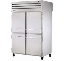 True STA2DT-4HS-HC 53" Two Section Commercial Refrigerator Freezer - Solid Doors, Top Compressor, 115V, Silver | True Refrigeration
