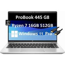 HP Probook 445 G8 Business Laptop (14" FHD IPS Display, 16GB DDR4 RAM, 512GB Pcie SSD, AMD 8-Core Ryzen 7 5800U (Beats I7-10750H)) Backlit Keyboard,