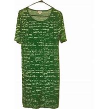 Lularoe Dresses | Lularoe Julia Dress Green & White - Size Large | Color: Green/White | Size: L