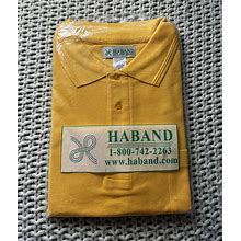 Vintage Haband Mens XL Yellow Short Sleeve Polo Dress Shirt New Old Stock NOS