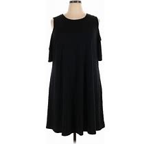 Old Navy Cocktail Dress - Mini Crew Neck 3/4 Sleeves: Black Print Dresses - Women's Size 2X