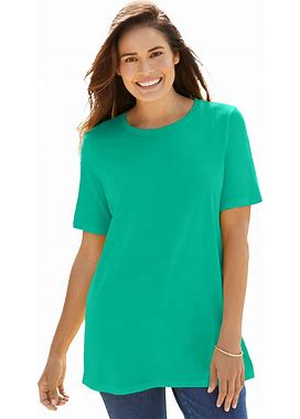 Plus Size Women's Perfect Short-Sleeve Crewneck Tee By Woman Within In Pretty Jade (Size 4X) Shirt