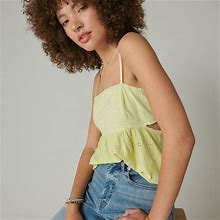 Lucky Brand Empire Schiffley Tank - Women's Clothing Tops Tank Top In Pale Lime Yellow, Size XL