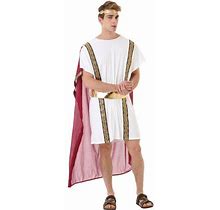 Roman Emperor Men's Halloween Costume Julius Caesar & Greek Toga King Robe, M