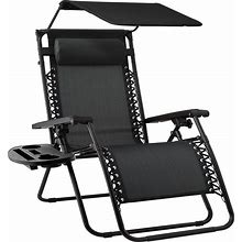 Best Choice Products Folding Zero Gravity Outdoor Recliner Patio Lounge Chair W/Adjustable Canopy Shade, Headrest, Side Accessory Tray, Textilene