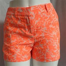 Loft Shorts | Nwt Ann Taylor Loft Neon Orange Floral Print Casual Dress Shorts Size: 2 | Color: Cream/Orange | Size: 2