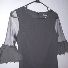 Lulu's Dresses | Black Sheer Ruffles Sleeves Shift Dress | Color: Black | Size: S