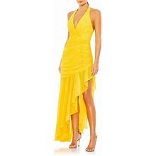 Mac Duggal Ruched Asymmetric Chiffon Dress In Sunshine At Nordstrom, Size 2