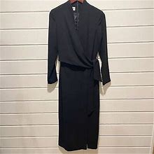 Jones Wear Midi Long Sleeve Wrap Dress With A Slit Size 6