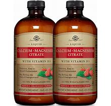 2 X Solgar Liquid Calcium Magnesium Citrate Vitamin D3 Strawberry 16Oz