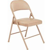Interion® Folding Chair, Vinyl, Beige