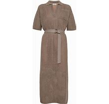 Brunello Cucinelli - Crochet-Knit Cotton Midi Dress - Women - Cotton - M - Brown