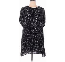 Cloth & Stone Casual Dress Crew Neck Short Sleeve: Black Polka Dots Dresses - Women's Size 1X