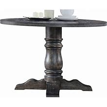 Simple Relax Round Wooden Dining Table, Weathered Gray