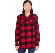 Burnside B5210 Plaid Boyfriend Flannel Shirt In Red/Black Size 2XL 5210, BN5210