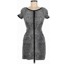 The Kooples Casual Dress - Mini Scoop Neck Short Sleeves: Gray Print Dresses - Women's Size 36