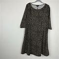 Lane Bryant Leopard Print Knit Dress 3/4 Sleeve A-Line Dress Size 14/16