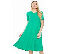Women's Oversize Solid Casual Comfy Short Sleeve Jersey Knit A-Line Midi Dress