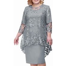 Summer Dresses For Women 2023 Casual Elegant Lace Embroidery Evening Half Sleeve Dress Women Formal