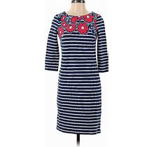 Talbots Casual Dress: Blue Stripes Dresses - Women's Size Small Petite