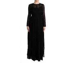 Dolce & Gabbana Black Floral Lace Sheath Silk Women's Dress Authentic