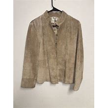 Coldwater Creek Brown Tan Genuine Leather Suede Jacket Coat Womens