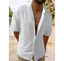 Men's Solid Color Short Sleeve Shirt,L