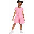 Girls Tiered Short Sleeve Knit Dress Cat & Jack Bright Pink Size Xs
