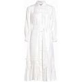 Figue Women's Hatfield Gathered Silk Midi-Dress - Clean White - Size Medium