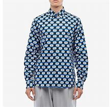 Marni 295642 Block Print Shirt (Blue/Black) Men's Clothing, It/50,
