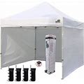 Eurmax USA 10'X10' Ez Pop-Up Canopy Tent Commercial Instant Canopies With 4 Removable Zipper End Side Walls And Roller Bag, Bonus 4 Sandbags(White)