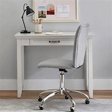 Hampton Small Space Desk And Chenille Plain Weave Washed Light Gray Airgo Desk Chair Set