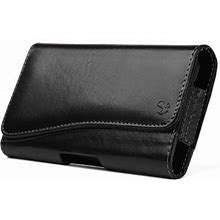 Luxmo Executive [PU Leather] Belt Holster Phone Holder Carrying Clip Case Designed For Samsung Galaxy A03s Pouch - Black