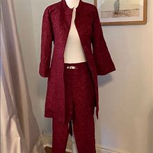 Natori Jackets & Coats | Natori Red Animal Print Jacket With Belt | Color: Red | Size: S