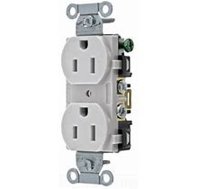 Hubbell Br15ow Receptacle, Duplex Straight Blade, Commercial Grade, 15A 125V, Back & Side Wired, Office White