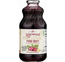 Lakewood Organic Pure Beet, Fresh Pressed, Beetroot, Bottle,Can, 32 Fl Oz, Pack Of 6