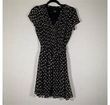 Msk Dresses | Msk Dress Womens Petite 6P Black Printed Short Sleeve Belted Mini Dress | Color: Black | Size: 6P