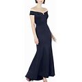 Vince Camuto Womens Ruched Long Evening Dress - 14 - Navy -