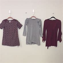 Boohoo Dresses | 3 Pc Bundle Boohoo Clothing Shift Dress Set Short & Long Sleeve Sz. 11/12 | Color: Purple/Red | Size: 11/12
