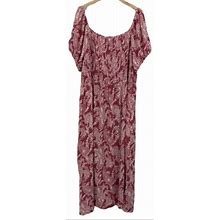 Kay + Jay Dresses | Kay & Jay Womens Paisley On Off Shoulder Rayon Dress Size 3X Dusty Rose Pink | Color: Pink/White | Size: 3X