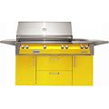 Alfresco Alxe 56" Freestanding Natural Gas Deluxe Grill With Rotisserie And Side Burner In Traffic - Alxe-56C-Ng-S1023 Yellow Stainless Steel New