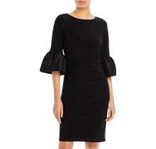 Adrianna Papell Women's Short Draped Bell Sleeve Jersey Dress - Black - Size 10
