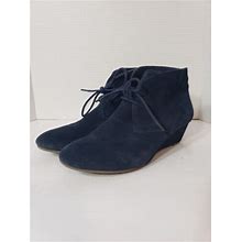 Crown Vintage Boots Womens 9.5 m Short Wave Wedge Ankle Boot Blue