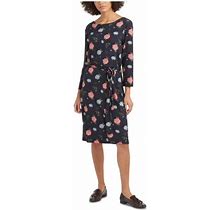 Barbour Womens Black Stretch Floral 3/4 Sleeve Jewel Neck Above The Knee Wear To Work Sheath Dress 6