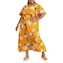 Ava & Viv Dresses | Ava & Viv Floral Print Flutter Elbow Sleeve Dress | Color: Gold | Size: 2X