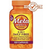 Metamucil Daily Fiber Supplement Capsules, Psyllium Husk Fiber For Digestive Health, 100 Ct